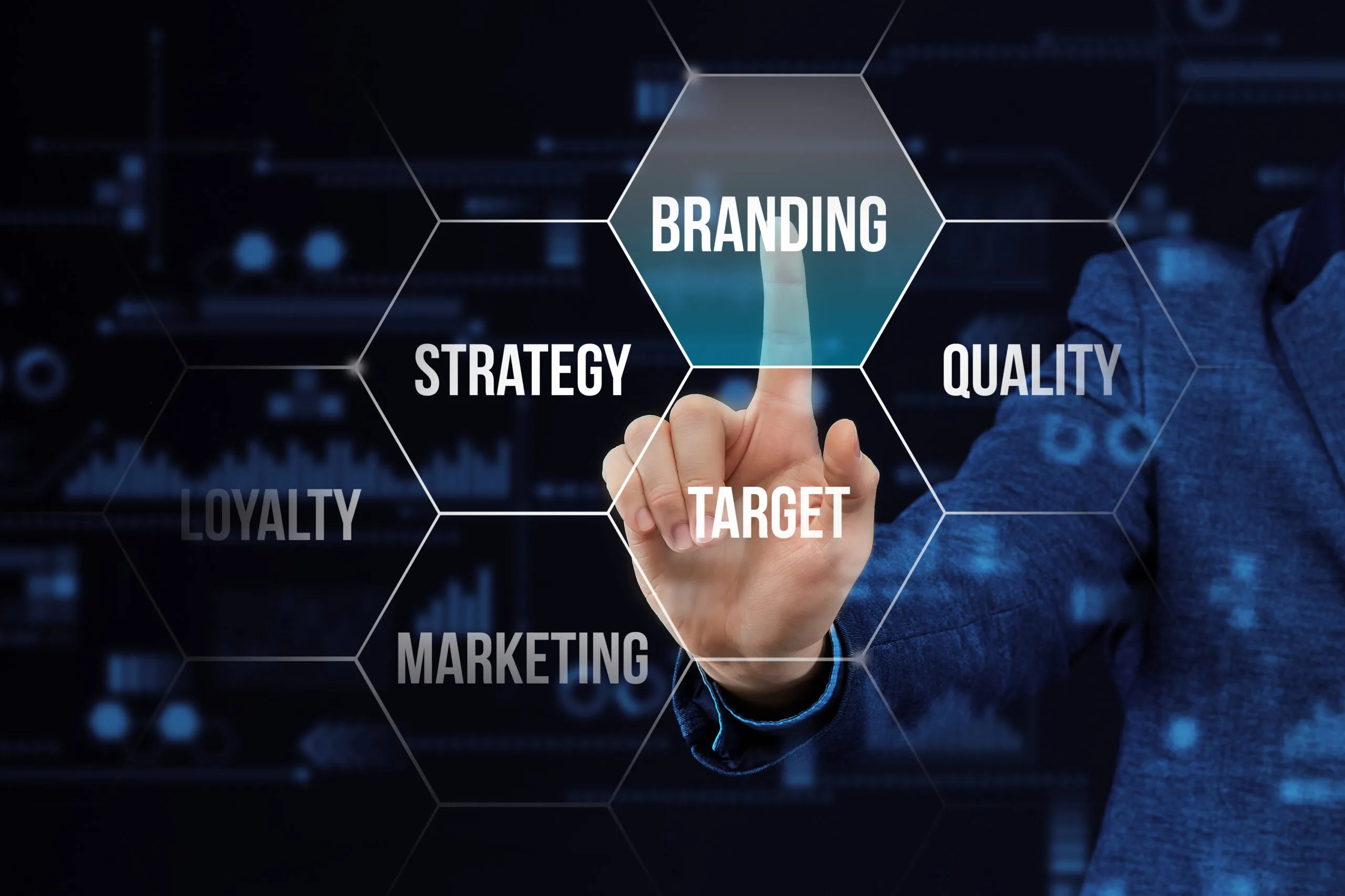 Branding Scheme Concept Abstract Display With Hand Scaled